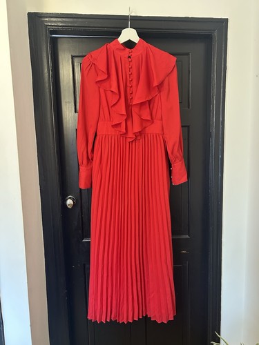 Red frill pleated skirt - frill, karen